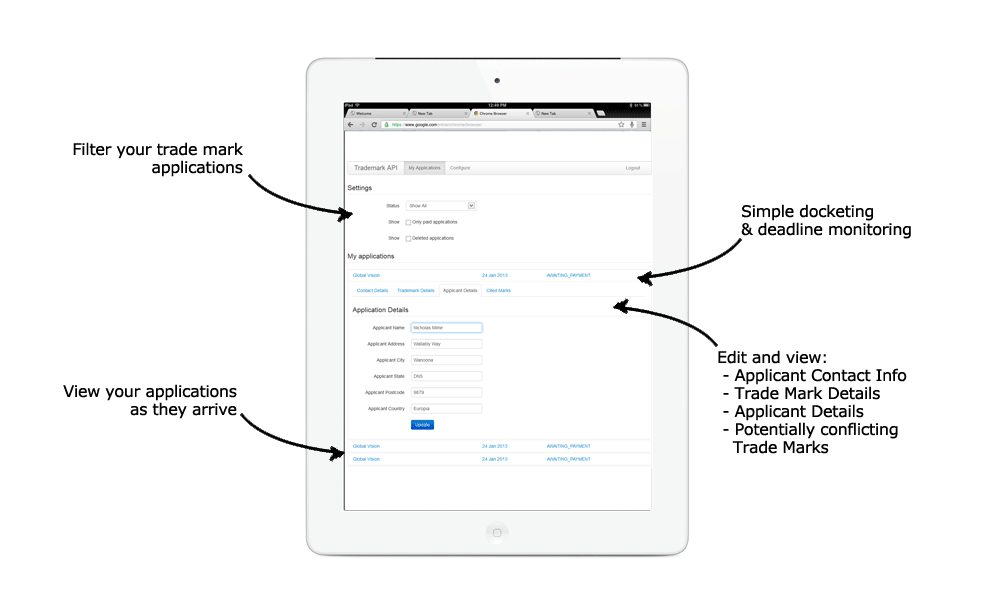 Manage your Trade Mark Applications