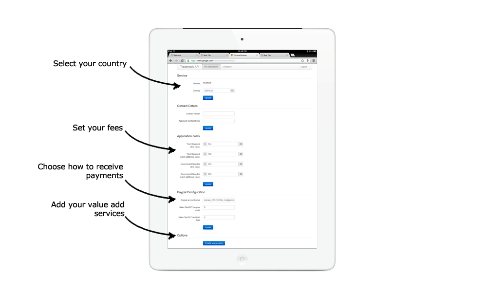 Configure your Trade Mark Application Service